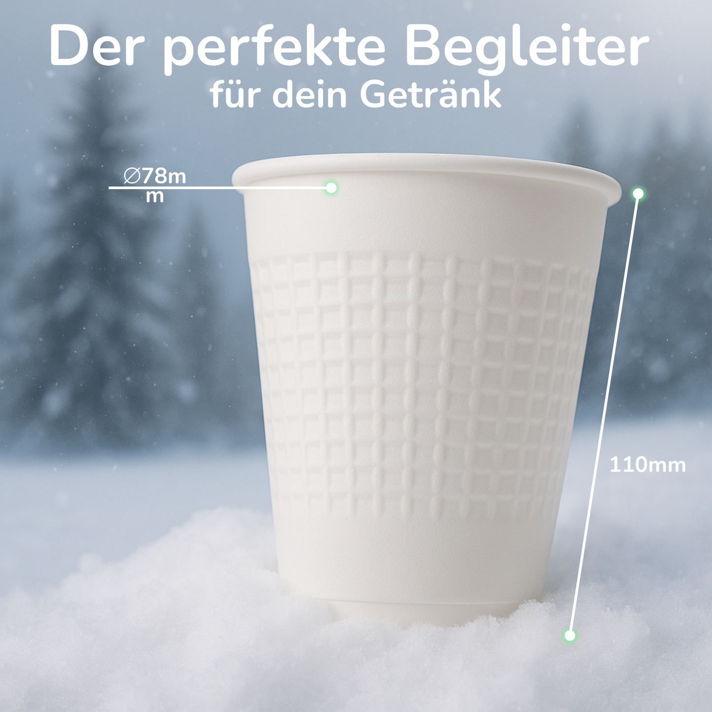 Größengrafik der Styroporbecher für Glühwein Heißgetränke