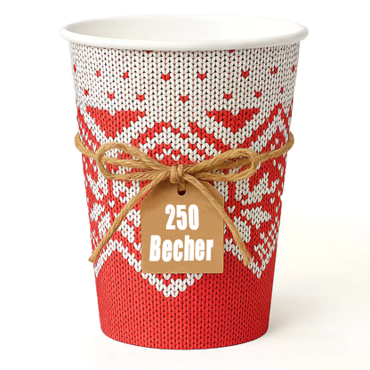 Glühweinbecher Advent 200ml | Pappbecher für Glühwein [250 Stück]