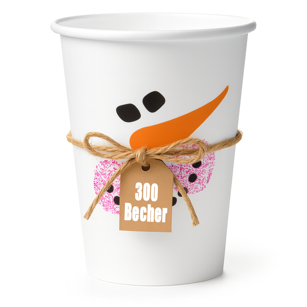 Glühweinbecher Schneemann 200ml | Pappbecher für Glühwein [300 Stück]