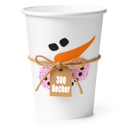 Glühweinbecher Schneemann 200ml | Pappbecher für Glühwein [300 Stück]