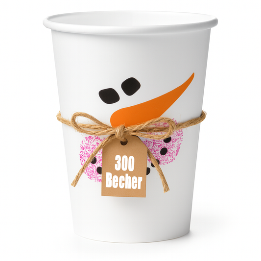 Glühweinbecher Schneemann 200ml | Pappbecher für Glühwein [300 Stück]