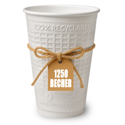 Glühwein Styroporbecher - 1250 Becher für Glühwein Heißgetränke Weihnachtsmarkt