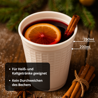 Styroporbecher Thermobecher für Heißgetränke wie Glühwein und Punsch. Für Weihnachtsmarkt und mehr